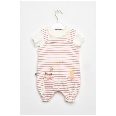 Комбінезон+футболка дитячий для дівчинки молочного кольору 203522L