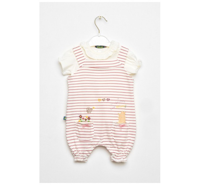 Комбинезон+футболка детский для девочки молочного цвета 203522L