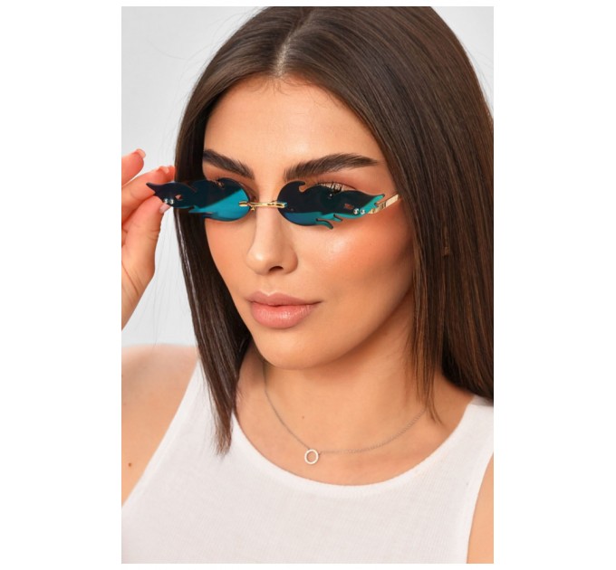 Окуляри-полум'я жіночі вузькі зеленого кольору 204193L