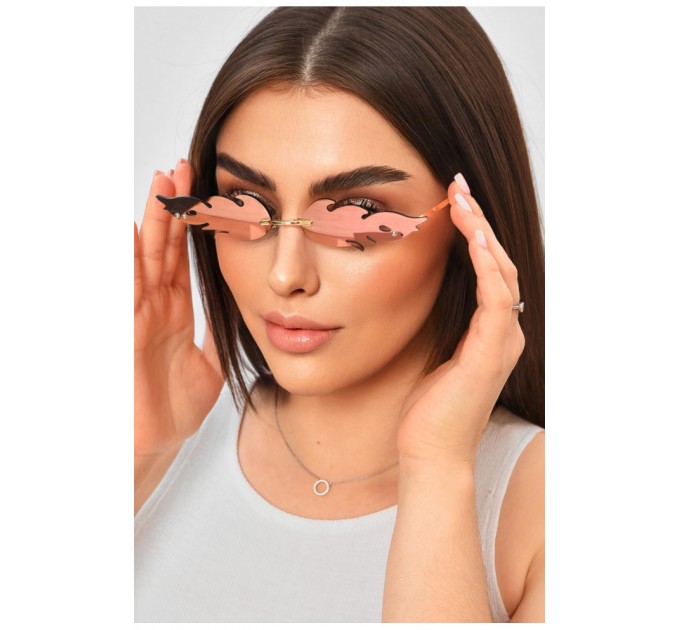 Очки-пламень женские узкие светло-розового цвета 204195L