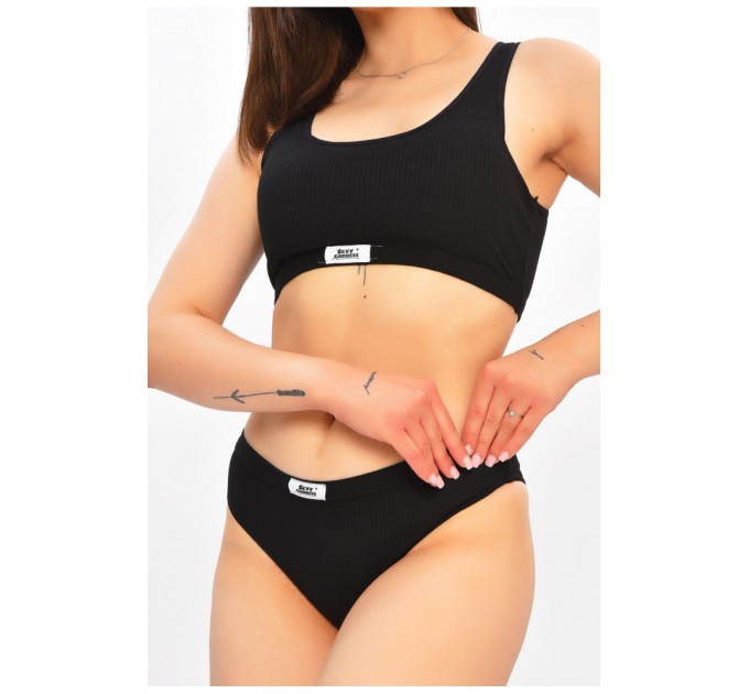 Комплект женский рубчик черного цвета чашка В 204223L