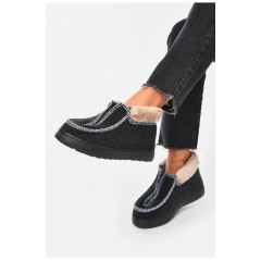 Бурки жіночі на хутрі темно-сірого кольору 204389L