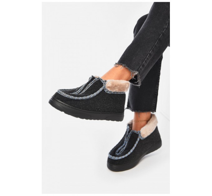 Бурки жіночі на хутрі темно-сірого кольору 204389L