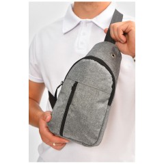 Сумка чоловіча через плече текстиль сірого кольору 204456L