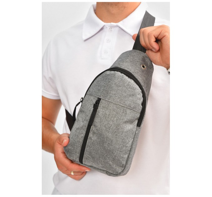 Мужская сумка через плечо текстиль серого цвета 204456L