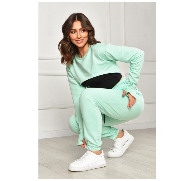 Спортивний костюм жіночий трійка м'ятного кольору 204502L