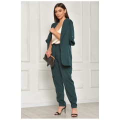 Костюм жіночий однотонний темно-зеленого кольору 204682L