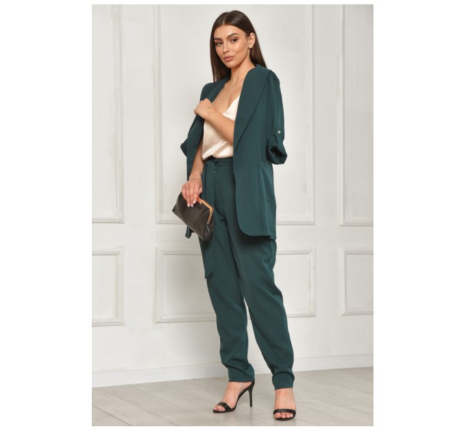 Женский костюм однотонный темно-зеленого цвета 204682L