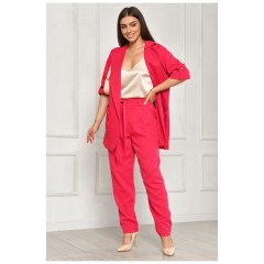 Костюм жіночий однотонний малинового кольору 204683L