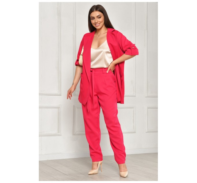 Костюм жіночий однотонний малинового кольору 204683L