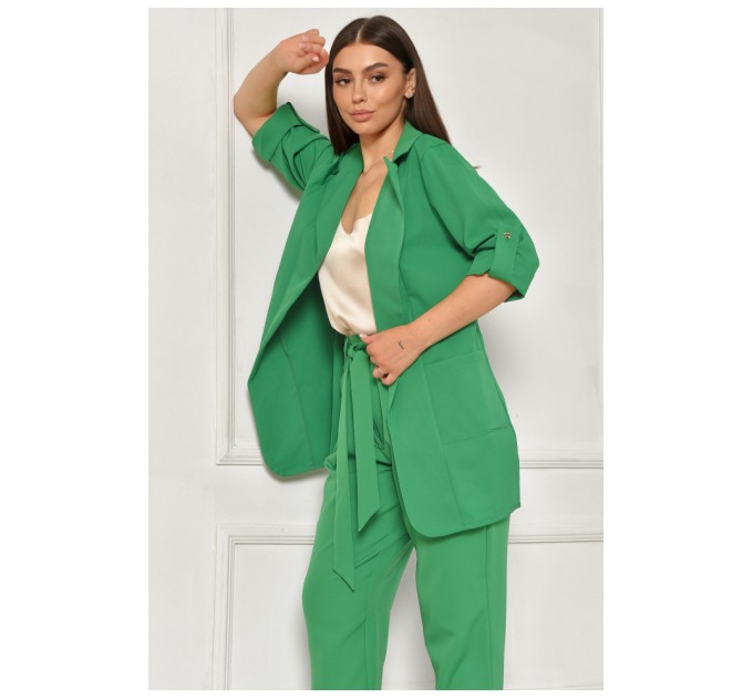 Піджак жіночий однотонний зеленого кольору 204701L