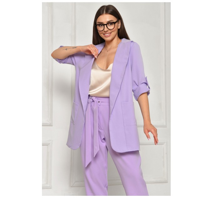 Піджак жіночий однотонний бузкового кольору 204702L