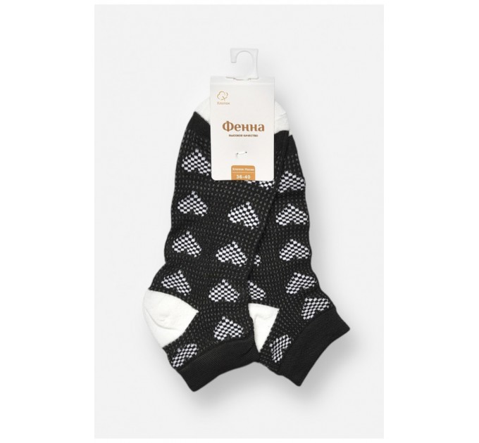 Носки женские спортивные демисезонные черного цвета с принтом 204762L