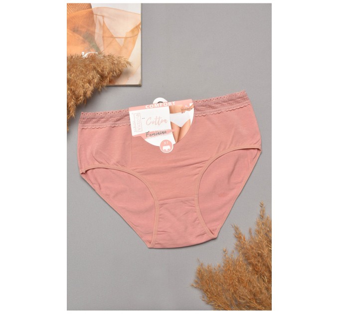Труси жіночі напівбатальні пудрового кольору 204845L