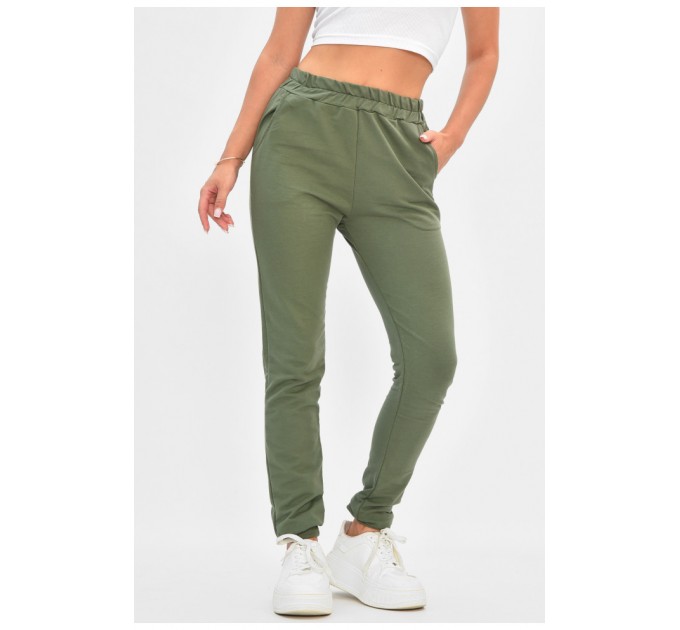 Спортивні штани жіночі кольору хакі 204909L