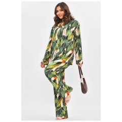 Костюм жіночий зеленого кольору з принтом 204971L