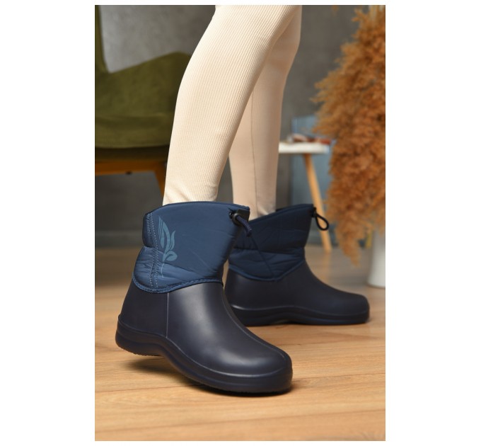 Дутики жіночі на хутрі синього кольору 204992L