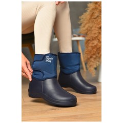 Дутики женские на меху синего цвета 204998L