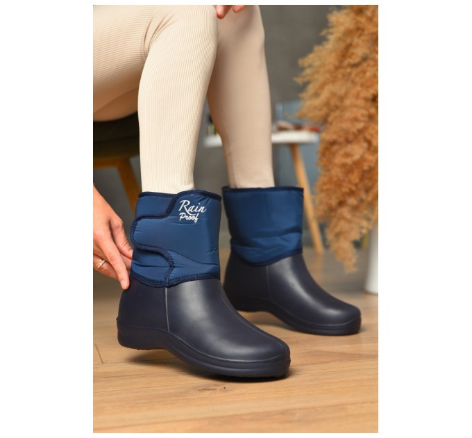 Дутики жіночі на хутрі синього кольору 204998L