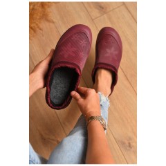 Галоши женские без задника утепленные бордового цвета 205048L
