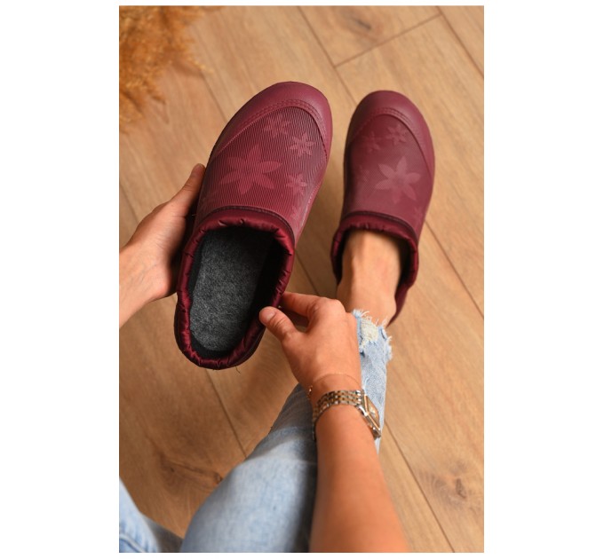 Галоши женские без задника утепленные бордового цвета 205048L