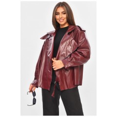 Женская куртка из эко кожи бордового цвета 205286L