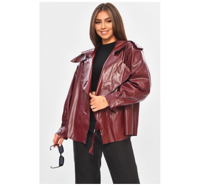 Женская куртка из эко кожи бордового цвета 205286L