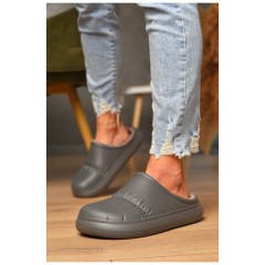 Калоші жіночі без задника утеплені сірого кольору 205557L