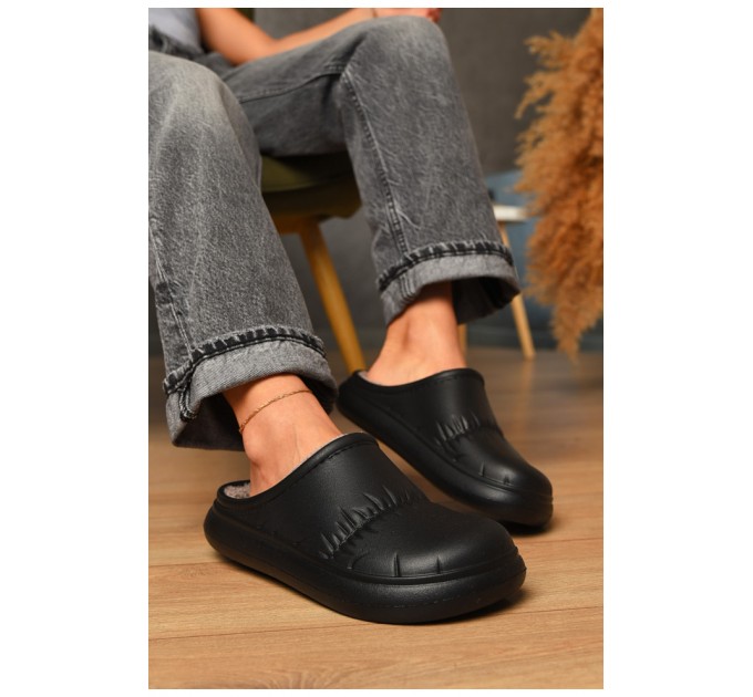 Галоши женские без задника утепленные черного цвета 205558L