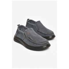 Мокасини чоловічі темно-серого кольору текстиль 205747L