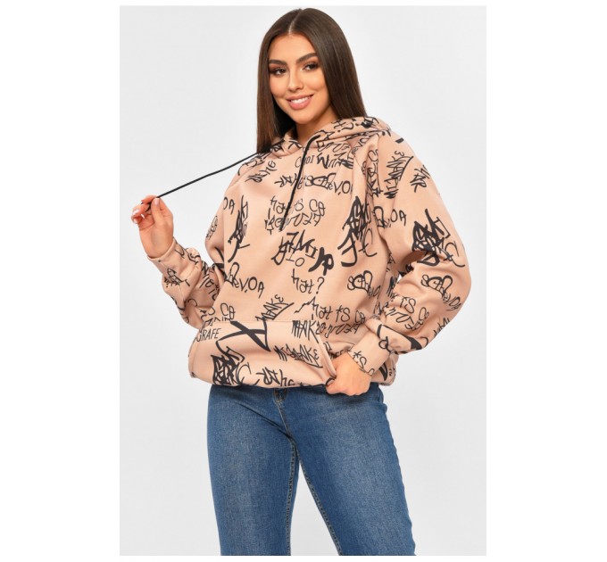 Худые женское полубатальное утепленное бежевого цвета с принтом 205853L.