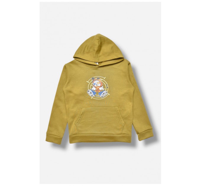 Світшот дитячий для хлопчика на флісі оливкового кольору 206005L