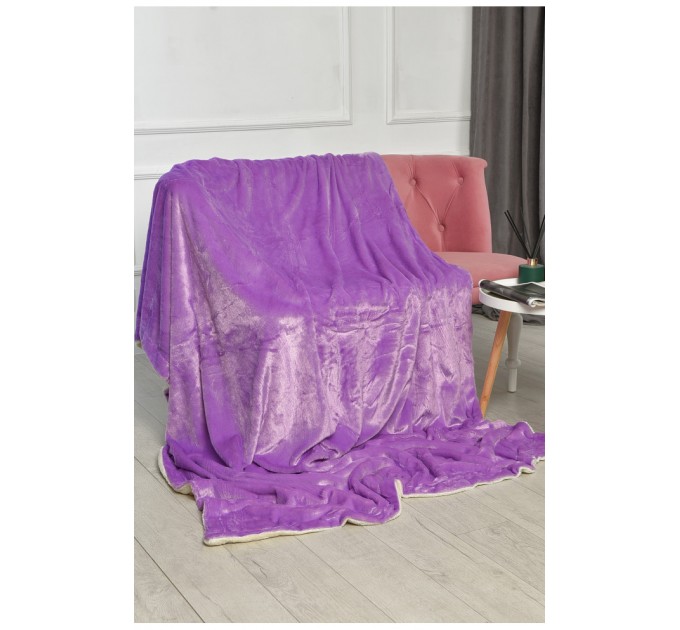 Плед двосторонній білого та бузкового кольору розмір 160*200 206099L