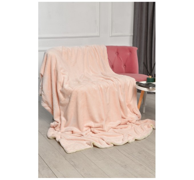 Плед двухсторонний белого светло-розового цвета размер 160*200 206100L