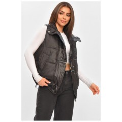 Женская жилетка однотонная черного цвета 206119L Женская жилетка однотонная черного цвета 206119L