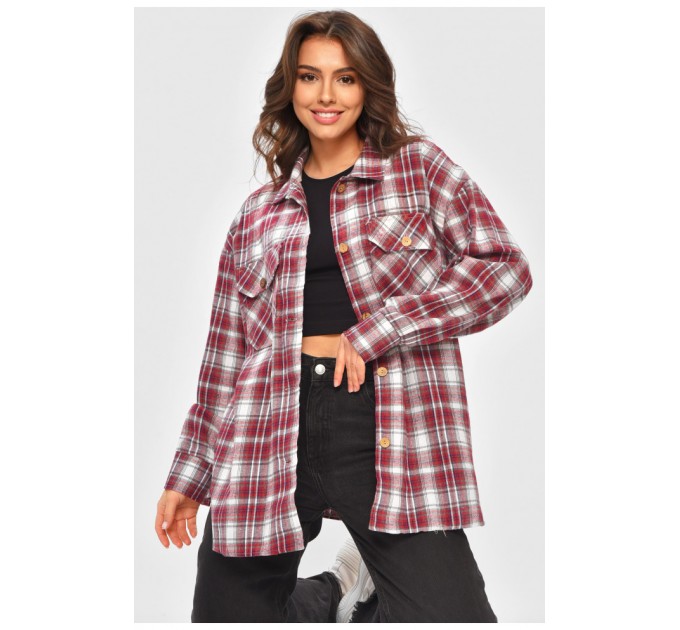 Сорочка жіноча батальна червоного кольору з принтом 206160L