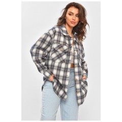 Сорочка жіноча батальна синього кольору з принтом 206164L