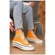 Кеди жіночі високі помаранчевого кольору на шнурівці текстиль 206209L Кеди жіночі високі помаранчевого кольору на шнурівці текстиль 206209L