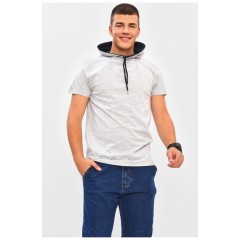 Футболка мужская однотонная серого цвета 206325L Футболка мужская однотонная серого цвета 206325L