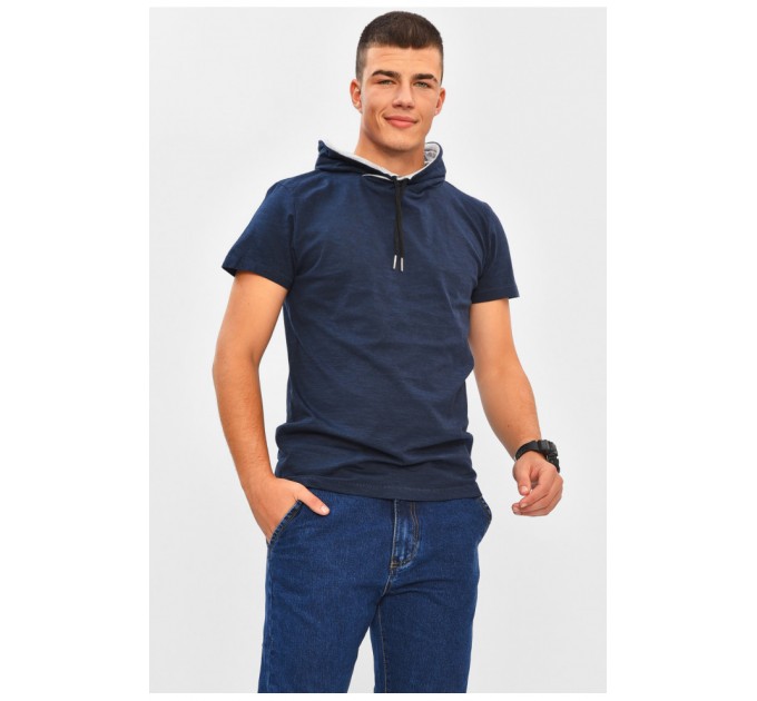 Футболка чоловіча однотонна темно-синього кольору 206327L