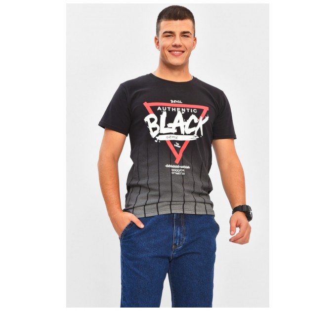 Футболка чоловіча чорного кольору з принтом 206329L