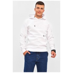 Худі чоловічі на флісі білого кольору з принтом 206444L Худі чоловічі на флісі білого кольору з принтом 206444L