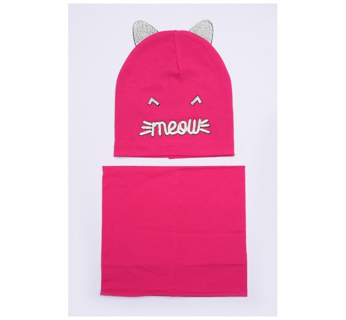 Шапка+хомут дівчинка малинова на 4-5 років 150007L