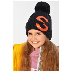 Шапка дитяча тепла чорного кольору на 8-10 років 153087L Шапка дитяча тепла чорного кольору на 8-10 років 153087L