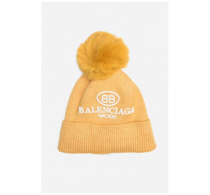 Шапка дитяча тепла гірчичного кольору на 10-12 років 153264L