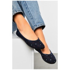 Балетки жіночі темно-синього кольору текстиль 156474L