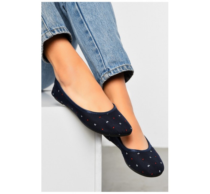 Балетки жіночі темно-синього кольору текстиль 156474L