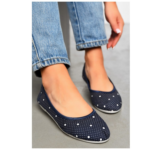Балетки жіночі темно-синього кольору текстиль 156476L