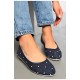 Балетки жіночі темно-синього кольору текстиль 156476L