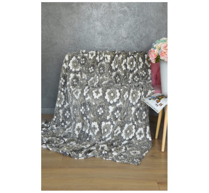 Плед зеленого кольору з квітковим принтом розмір 200*220 158598L